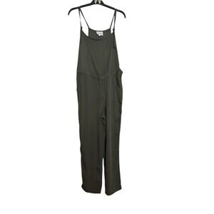 Olive + Oak Size L Green Cotton Overalls Jumpsuit Wide Leg Pockets